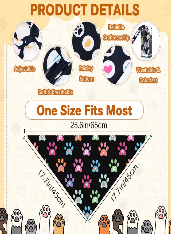Cosblank 60 Pcs Paw Print Dog Bandanas Bulk Summer Pet Scarf Bibs Adjustable Washable Kerchief Pet Costume Accessories Grooming Supplies for Small to Large Cats Dogs - Image 3